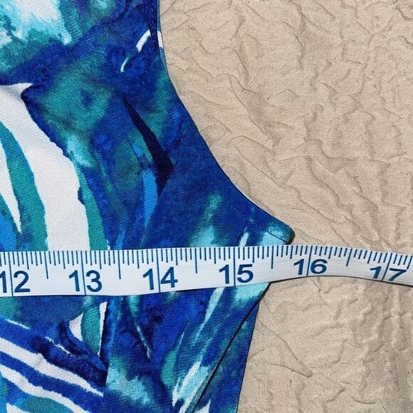db 1962 A Line Dress Women’s Size 6P Blue/green leaf print - Picture 7 of 9